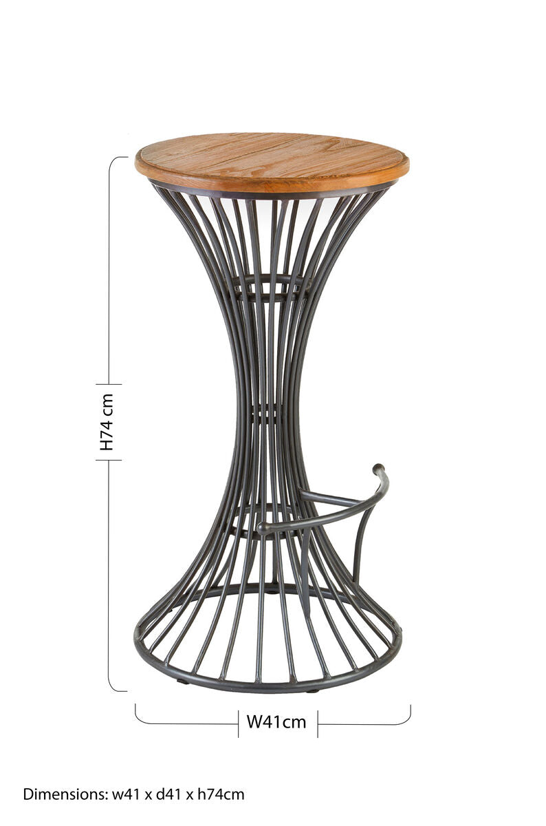 New Foundry Elm Wood And Metal Bar Stool