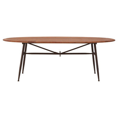 Black and Natural Wooden Oval dining Table with Metal Legs, New Foundry