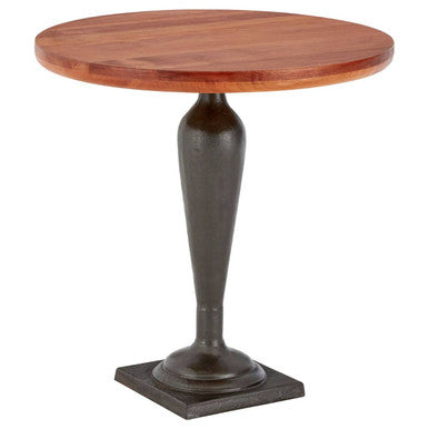 Brown Metal Base and Wooden Top Round Side Table | New Foundry