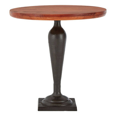 Brown Metal Base and Wooden Top Round Side Table | New Foundry