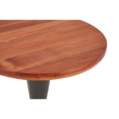 Brown Metal Base and Wooden Top Round Side Table | New Foundry