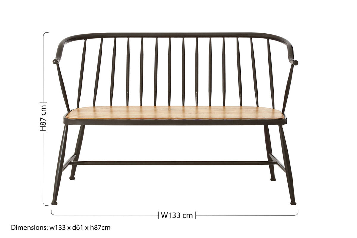 New Foundry Ash Wood And Metal Bench Chair