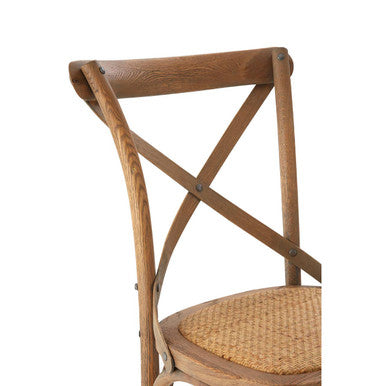 Lyon Grey Oak Wood And Rattan Cross Back Dining Chair
