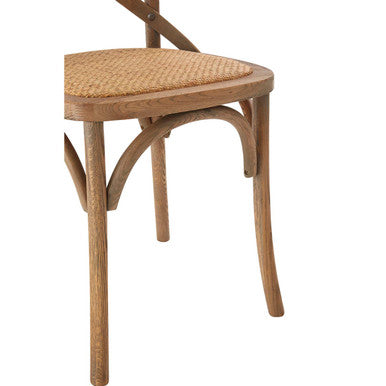 Lyon Grey Oak Wood And Rattan Cross Back Dining Chair