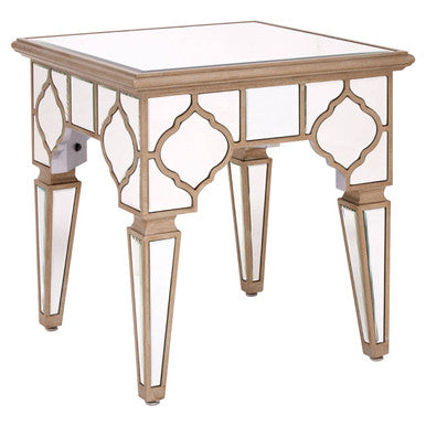 Silver Mirrior Glass Square Side Table | Medina