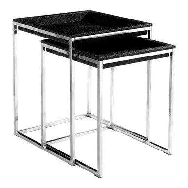 Nest of 2 Faux Shark Skin Top Nesting Tables with Stainless Steel Frame | Pacific
