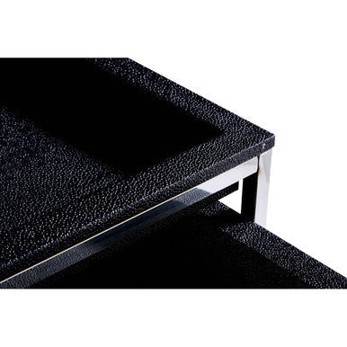 Nest of 2 Faux Shark Skin Top Nesting Tables with Stainless Steel Frame | Pacific