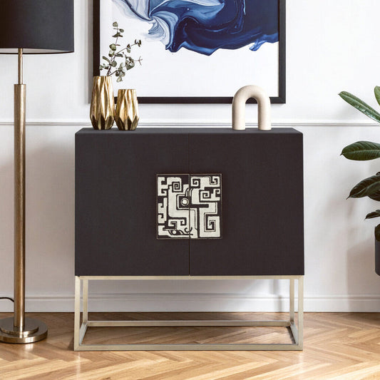 Pacific Black Faux Shark Skin Large Cabinet