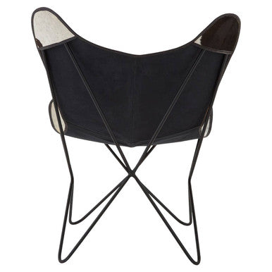 Buffalo Black and White Cowhide Butterfly Chair