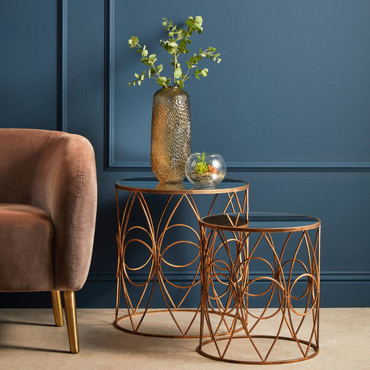 Avantis Set Of Two Antique Frame Round Tables