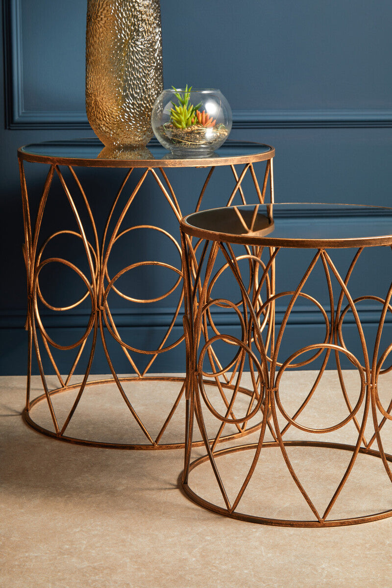 Avantis Set Of Two Antique Frame Round Tables