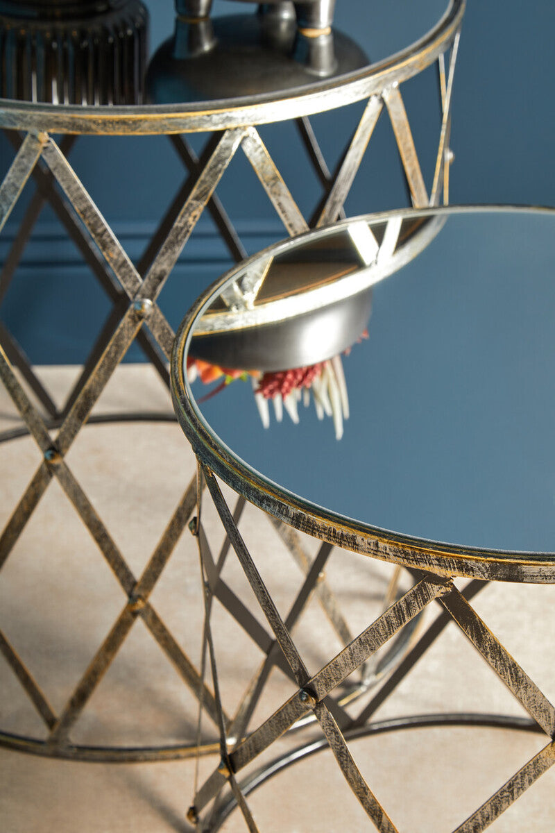 Avantis Set Of Two Diamond Design Silver Tables