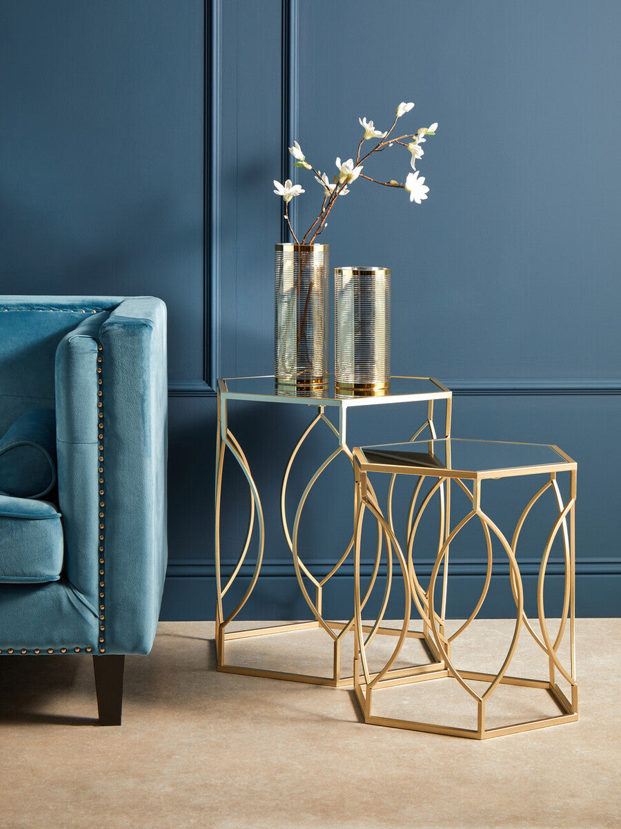 Avantis Set Of 2 Hexagon Champagne Finish Tables