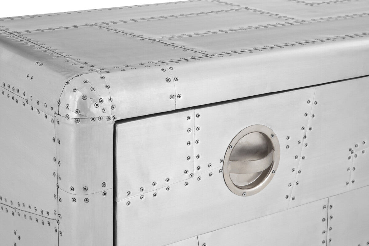 Silver Aluminium Plated Mango Wood Coffee Table with Sliding Storage Drawer, Avro