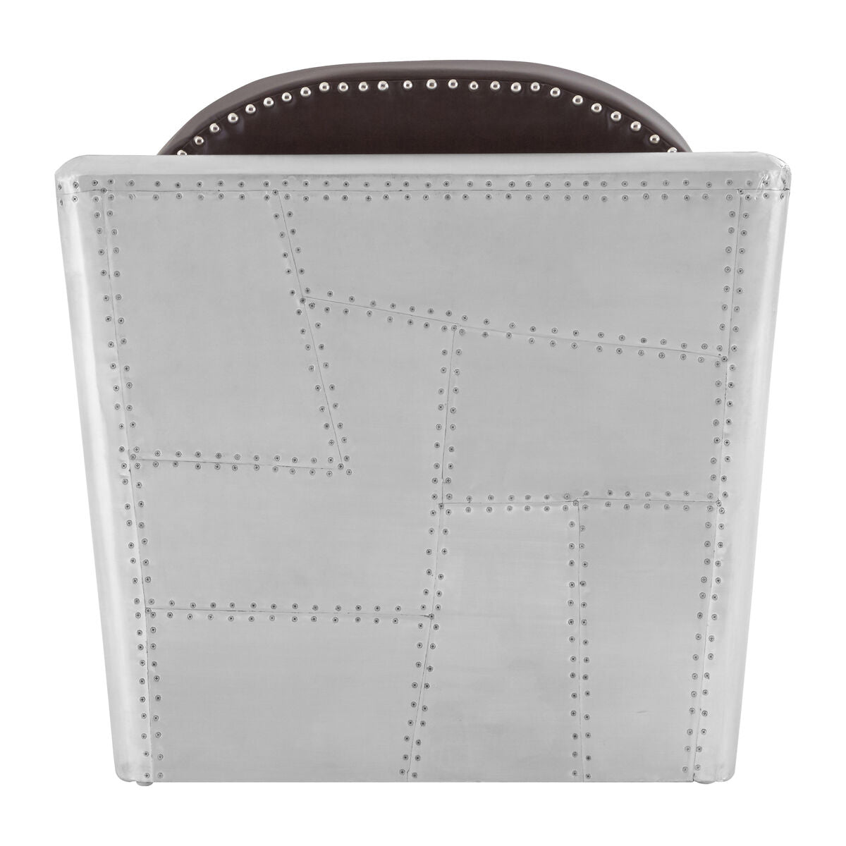 Avro Brown Faux Leather and Aluminium Armchair with Stud Detail