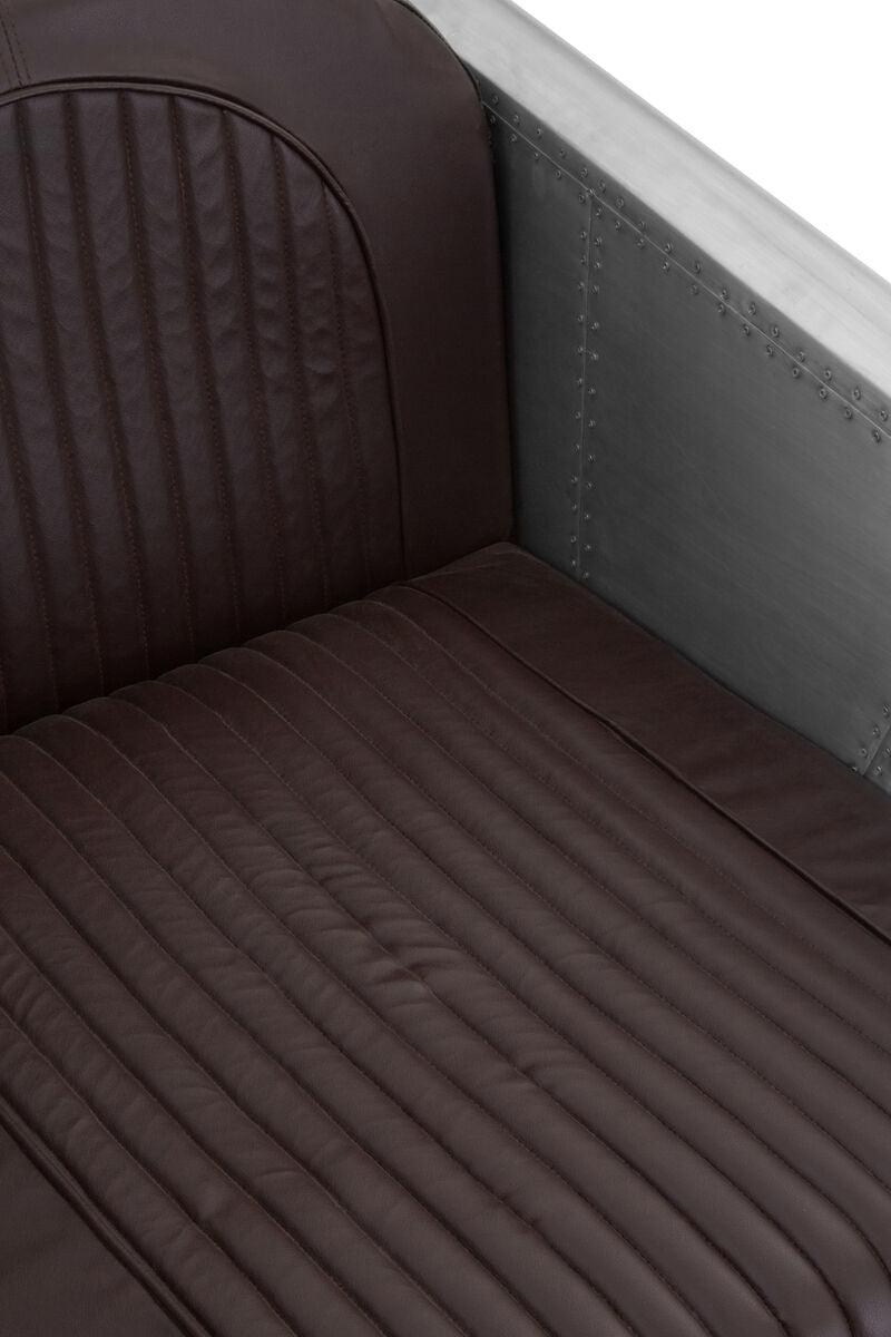 Avro Brown Faux Leather and Aluminium Armchair with Stud Detail