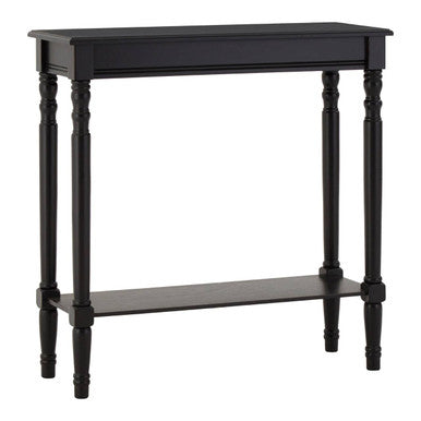 Black Wooden Console Table with Carved Legs and Lower Shelf, Heritage