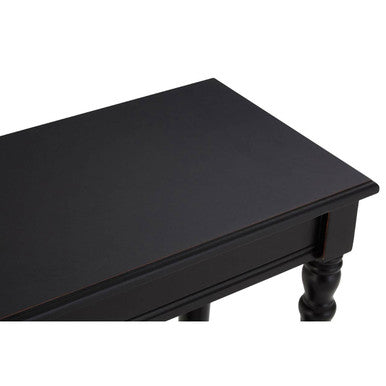 Black Wooden Console Table with Carved Legs and Lower Shelf, Heritage