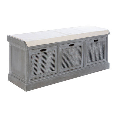 Three Drawer Slate Grey Storage Bench, Heritage