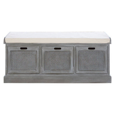 Three Drawer Slate Grey Storage Bench, Heritage