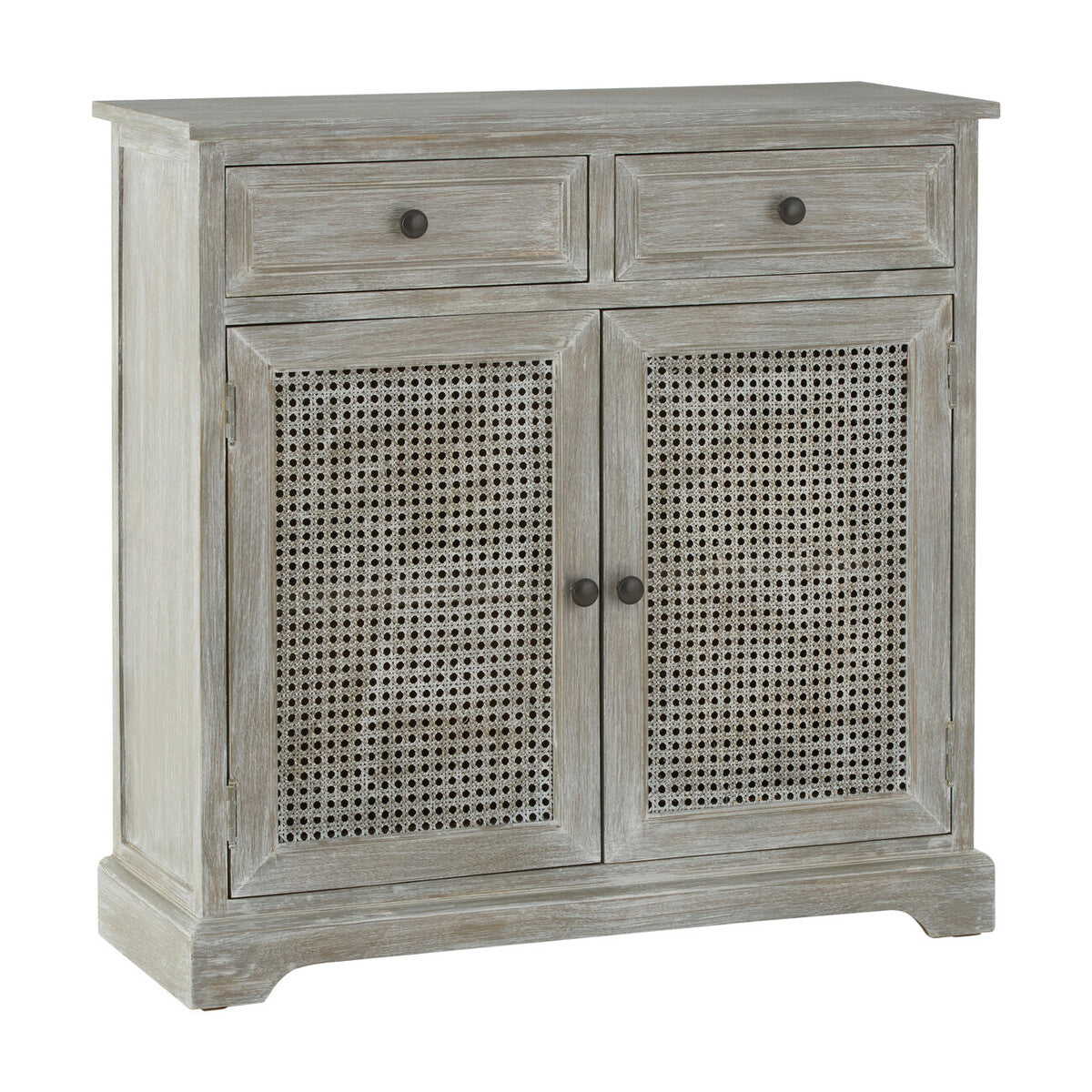 Heritage Natural Wood Washed Finish Lattice Door Cabinet