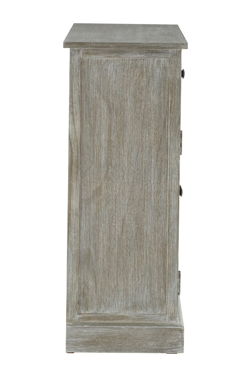 Heritage Natural Wood Washed Finish Lattice Door Cabinet