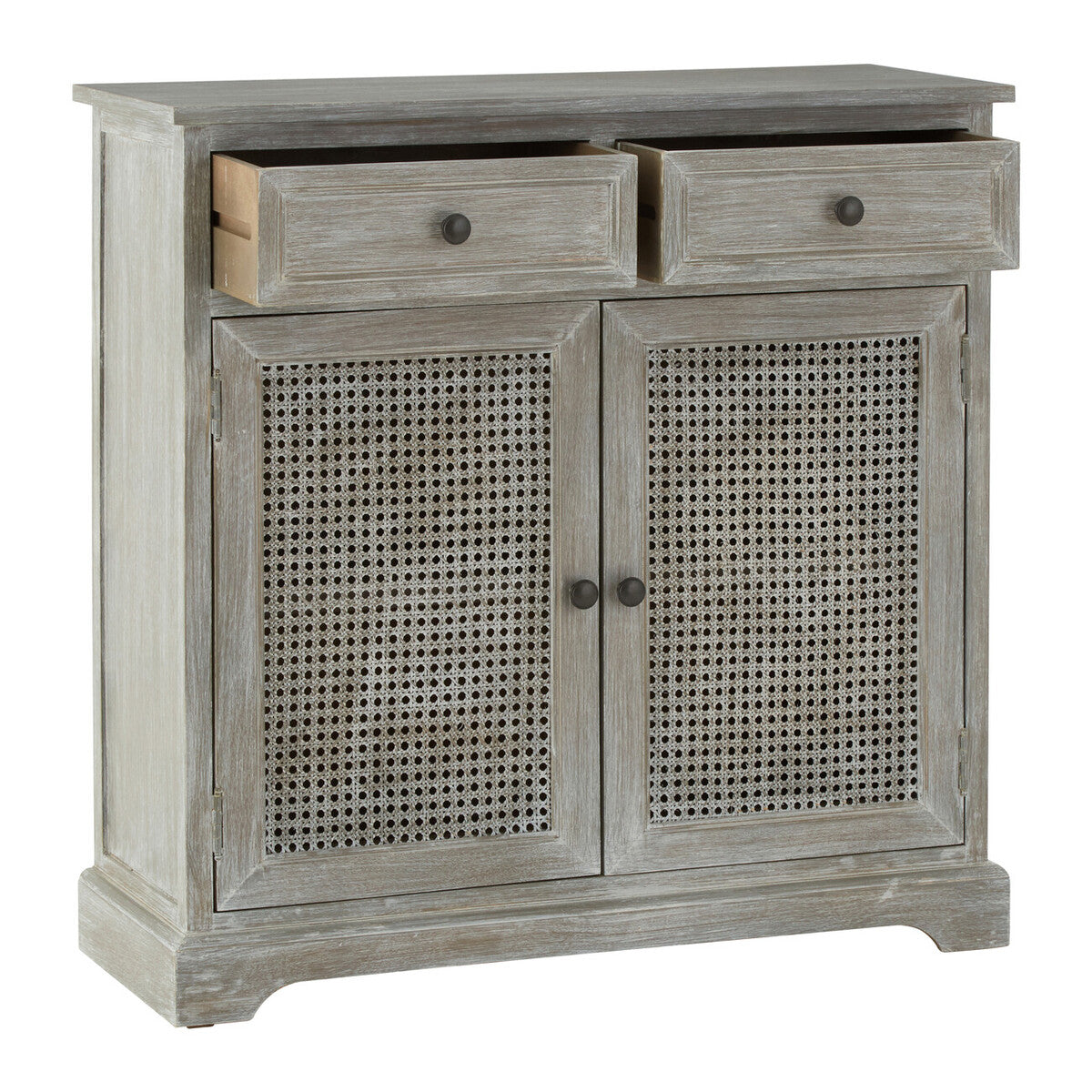 Heritage Natural Wood Washed Finish Lattice Door Cabinet