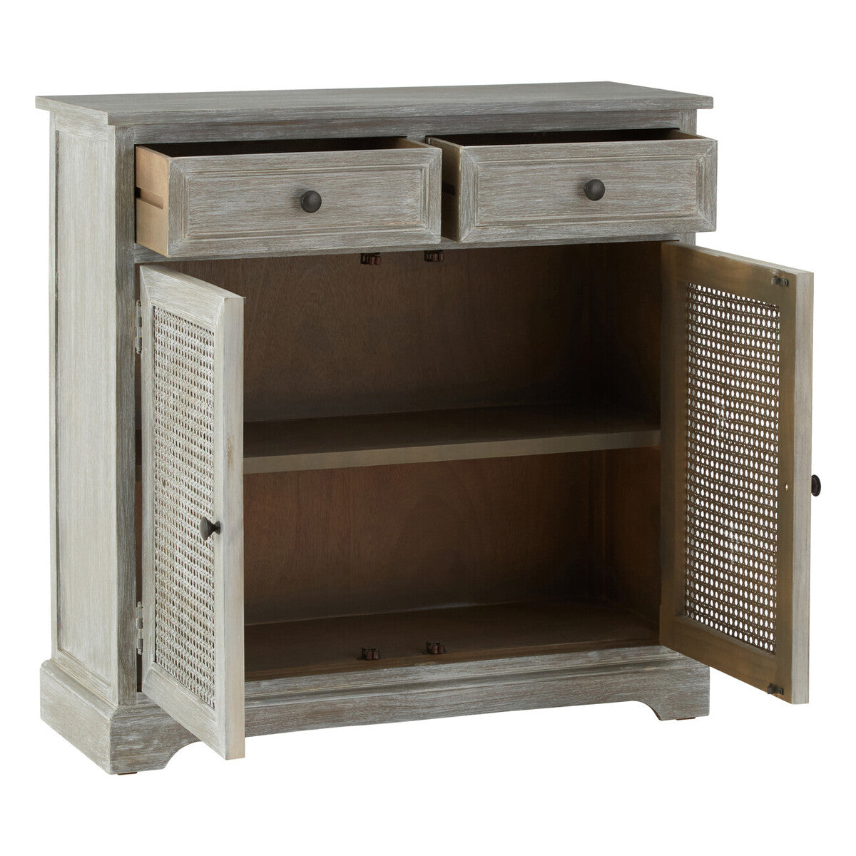 Heritage Grey Wash Lattice Door Cabinet