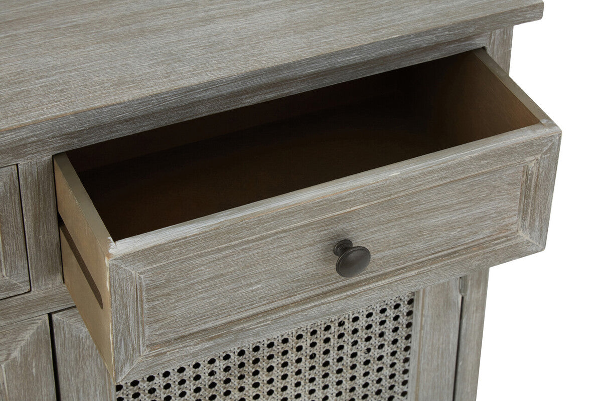 Heritage Natural Wood Washed Finish Lattice Door Cabinet