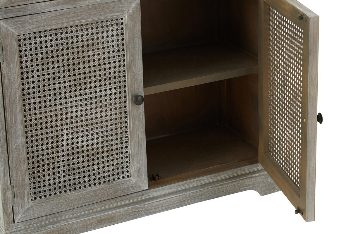 Heritage Natural Wood Washed Finish Lattice Door Cabinet