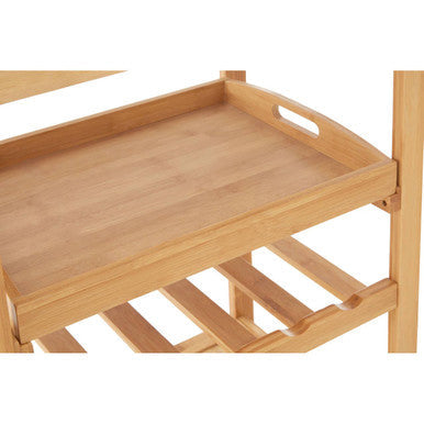 Natural Bamboo One Drawer Kitchen Trolley with Stainless Steel Worktop | Harlow
