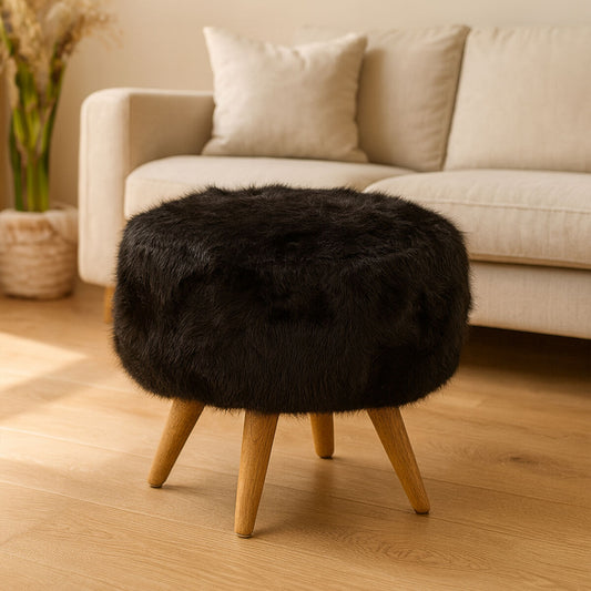 Cabaret Black Fur Effect Stool