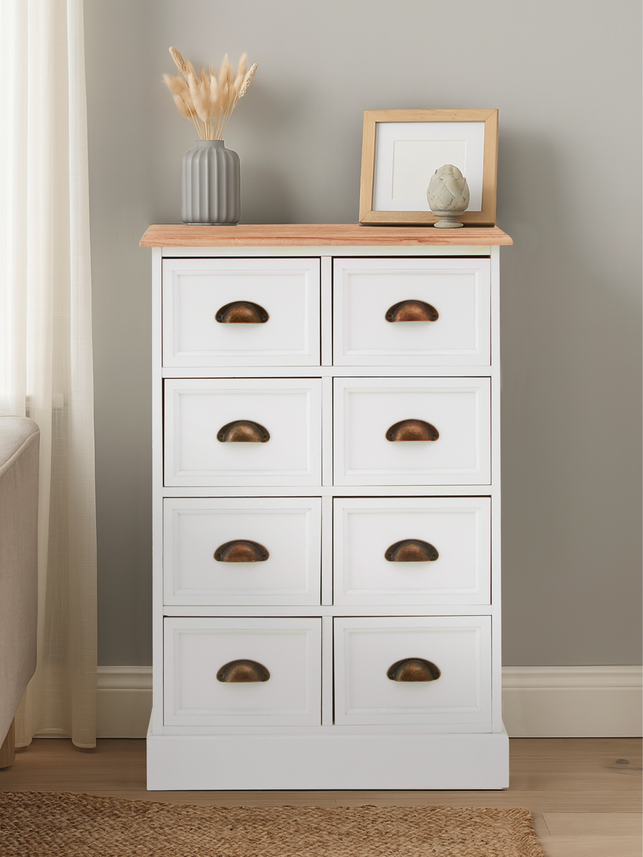 Austin White 8 Drawers Chest