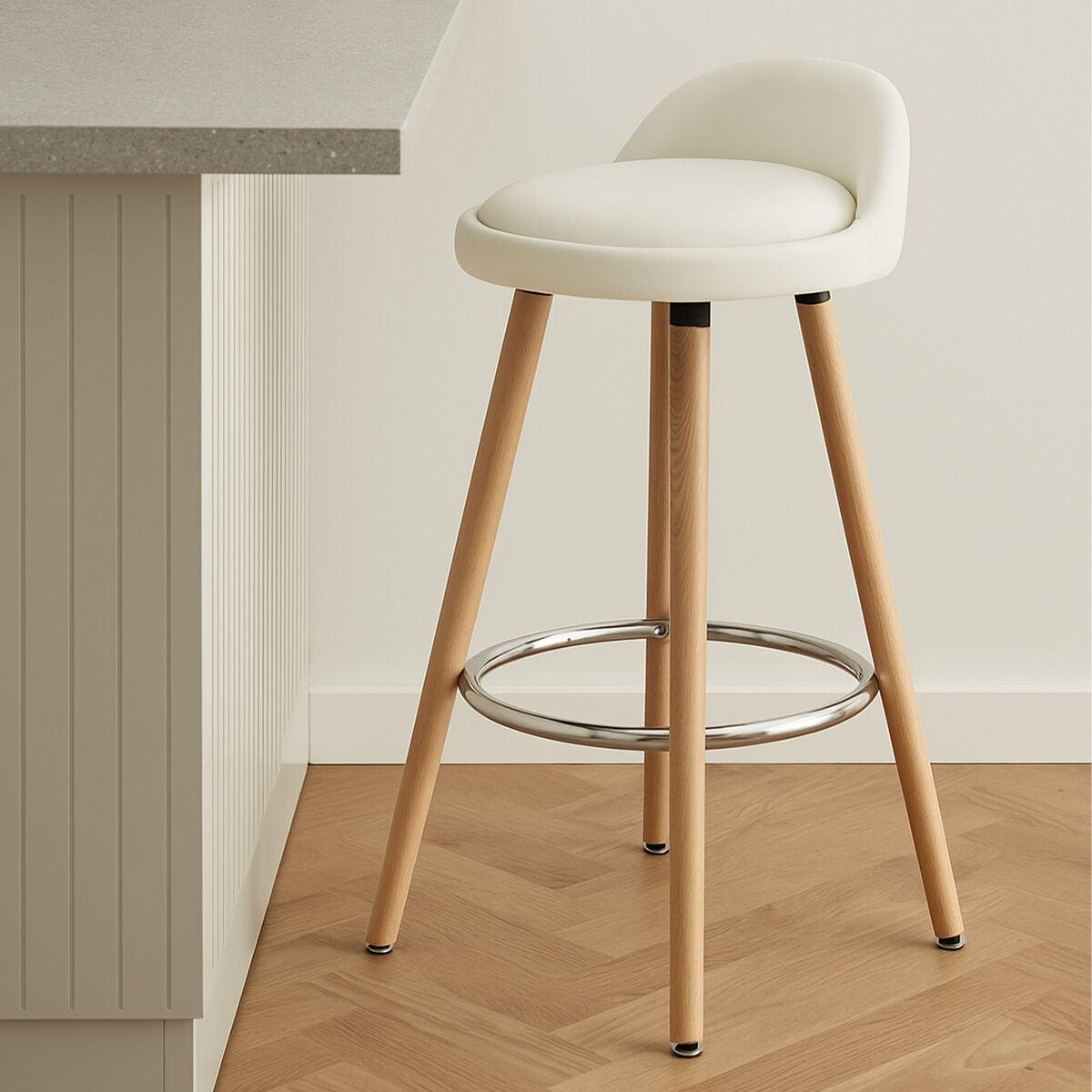 Normann White Bar Stool