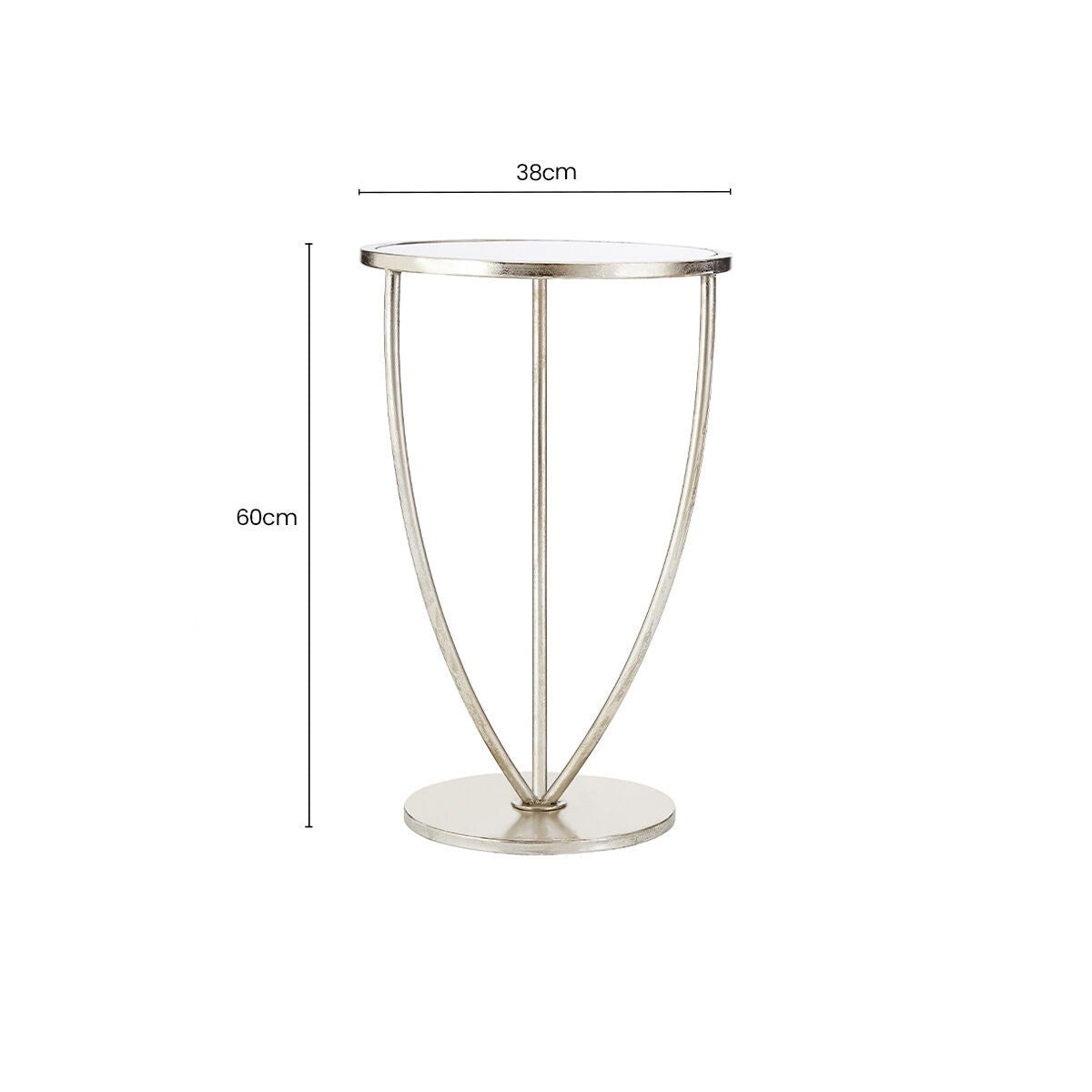Mirrored Glass Top Side Table with Bowed Silver Metal Legs | Marcia