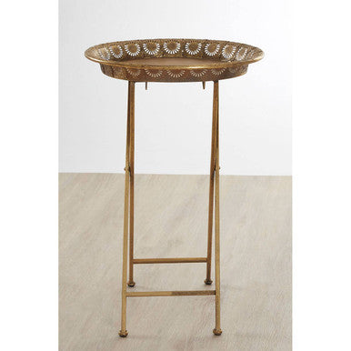 Gold Finish Folding Tray Table | Reza