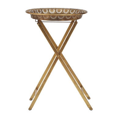 Gold Finish Folding Tray Table, Reza