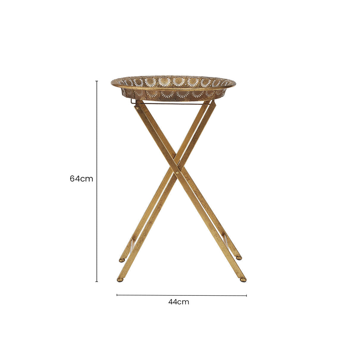 Gold Finish Folding Tray Table | Reza