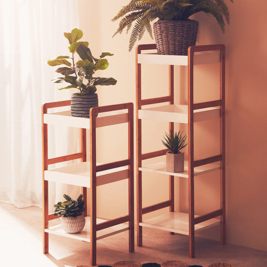 Nostra Three Tiered White And Natural Shelf Unit