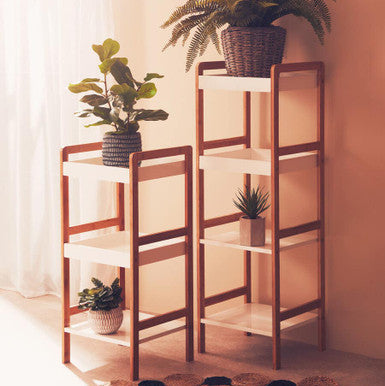 Nostra Four Tier White And Natural Shelf Unit