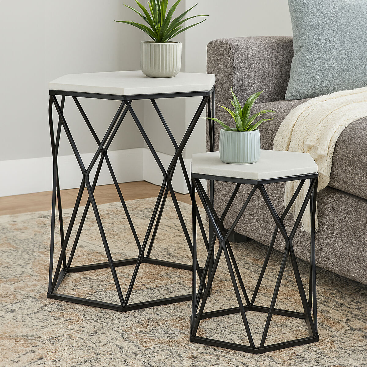 Arcana Set Of Two Hexagonal Side Tables