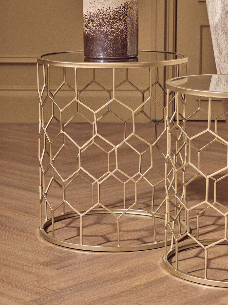 Arcana Set Of Two Honeycomb Side Tables.