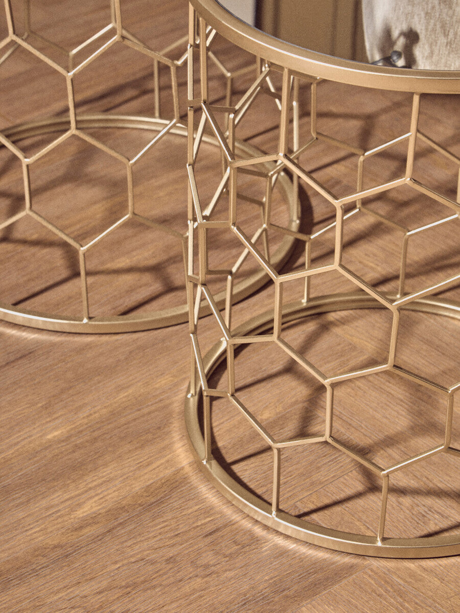 Arcana Set Of Two Honeycomb Side Tables.