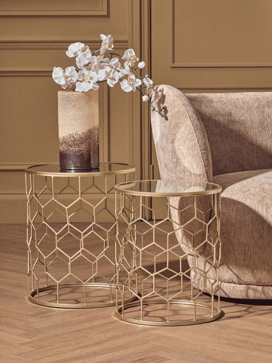 Arcana Set Of Two Honeycomb Side Tables.