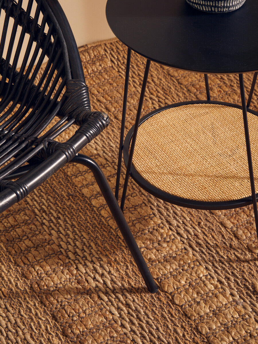 Lagom Black Natural Rattan Chair With Iron Legs