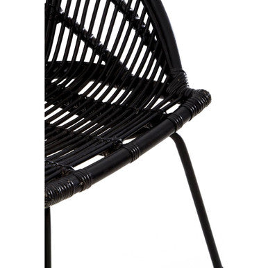 Lagom Black Natural Rattan Chair With Iron Legs