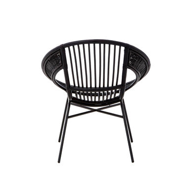 Lagom Black Natural Rattan And Iron Black Chair