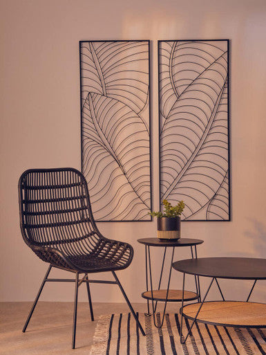 Lagom Curved Black Natural Rattan Chair