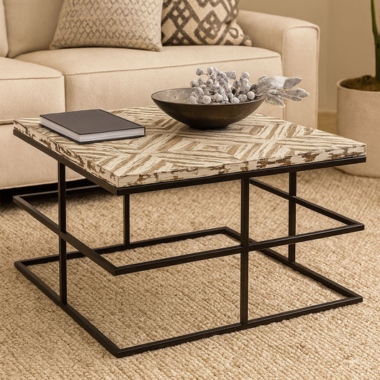 Black Rustic Chevron Square Coffee Table , Lombok