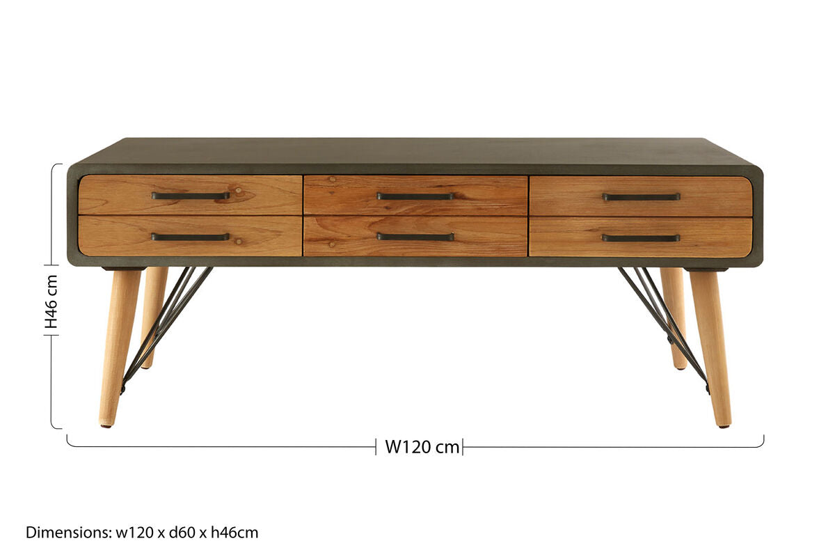 Trinity Coffee Table With Six Drawers